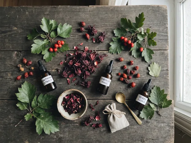 Natürliche Inhaltsstoffe wie Hibiskus und Weißdorn in der Cardio Balance Formel