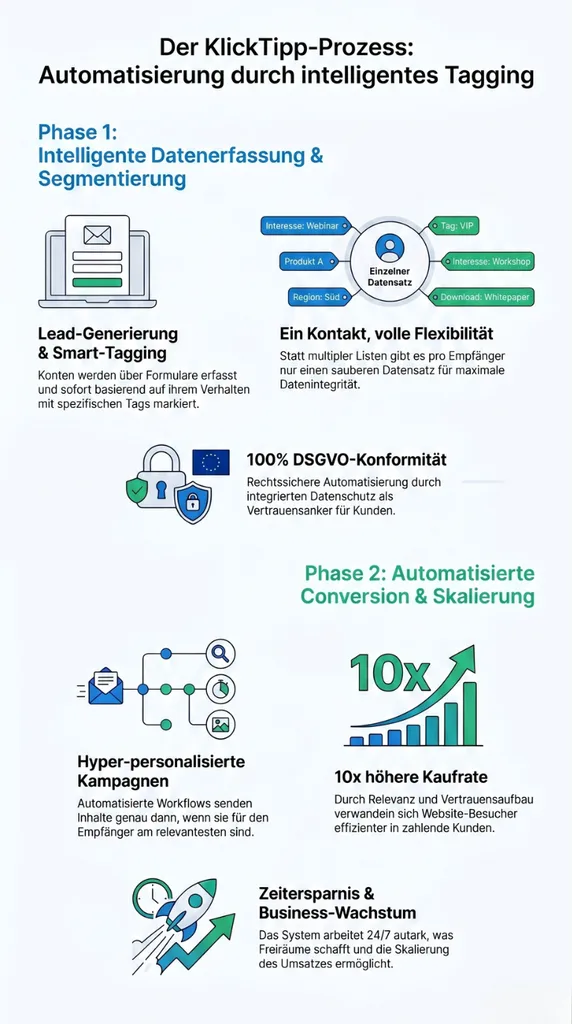 Infografik zum KlickTipp Tagging-System und der Marketing Automation