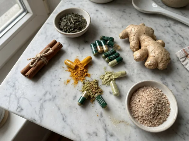 Die natürlichen Inhaltsstoffe des VIP Wellness Systems wie Berberin Grüntee und Flohsamen