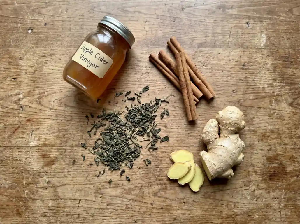 Natürliche Inhaltsstoffe von SlimSana wie Berberin, Grüntee und Apfelweinessig