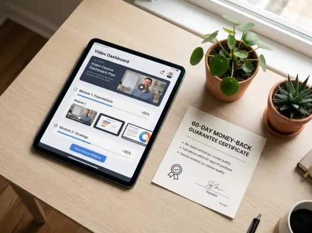Scrum for Non-Tech course on a tablet with a 60-day guarantee certificate