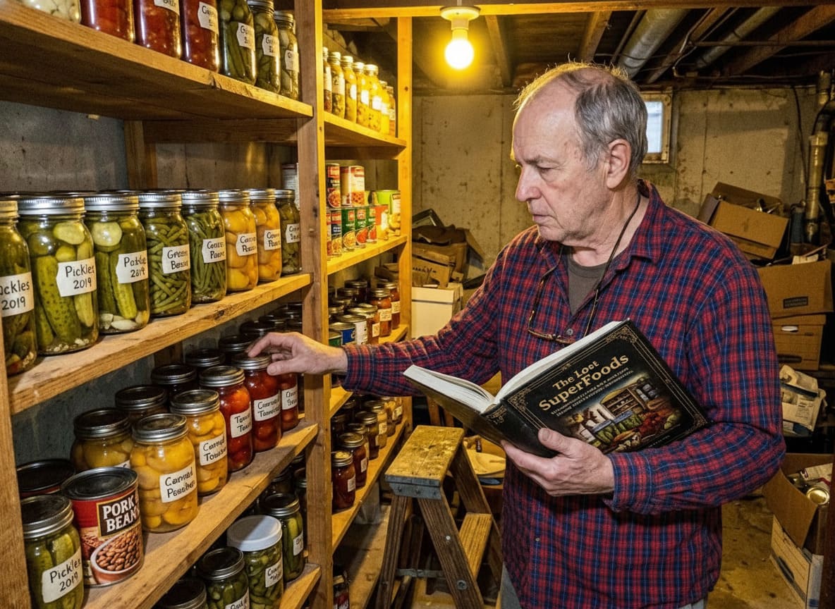 Preparing off-grid survival food in the kitchen