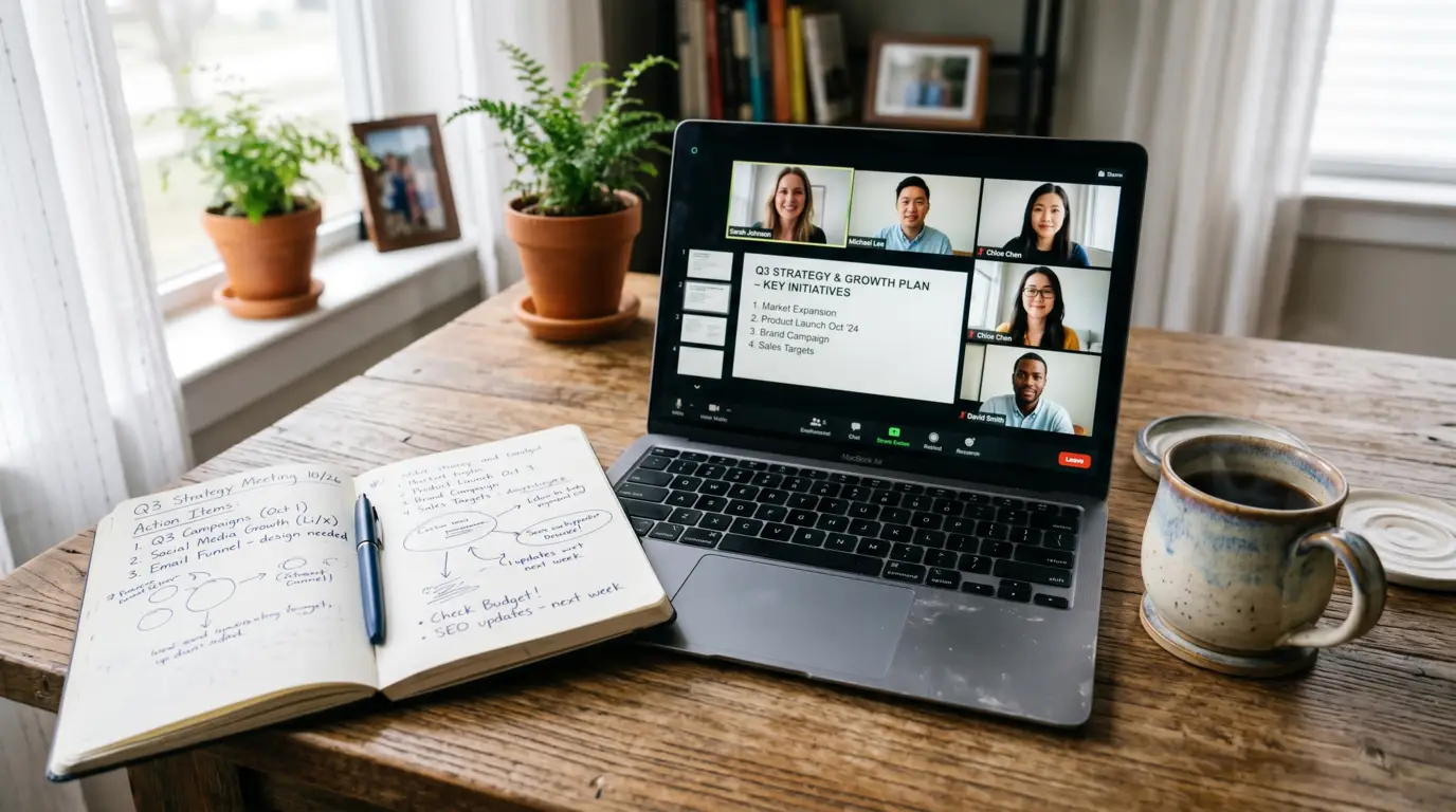 Laptop auf einem Schreibtisch mit Notizen zur Personen Marke, im Kontext des Roger Rankel VIP-Coachings