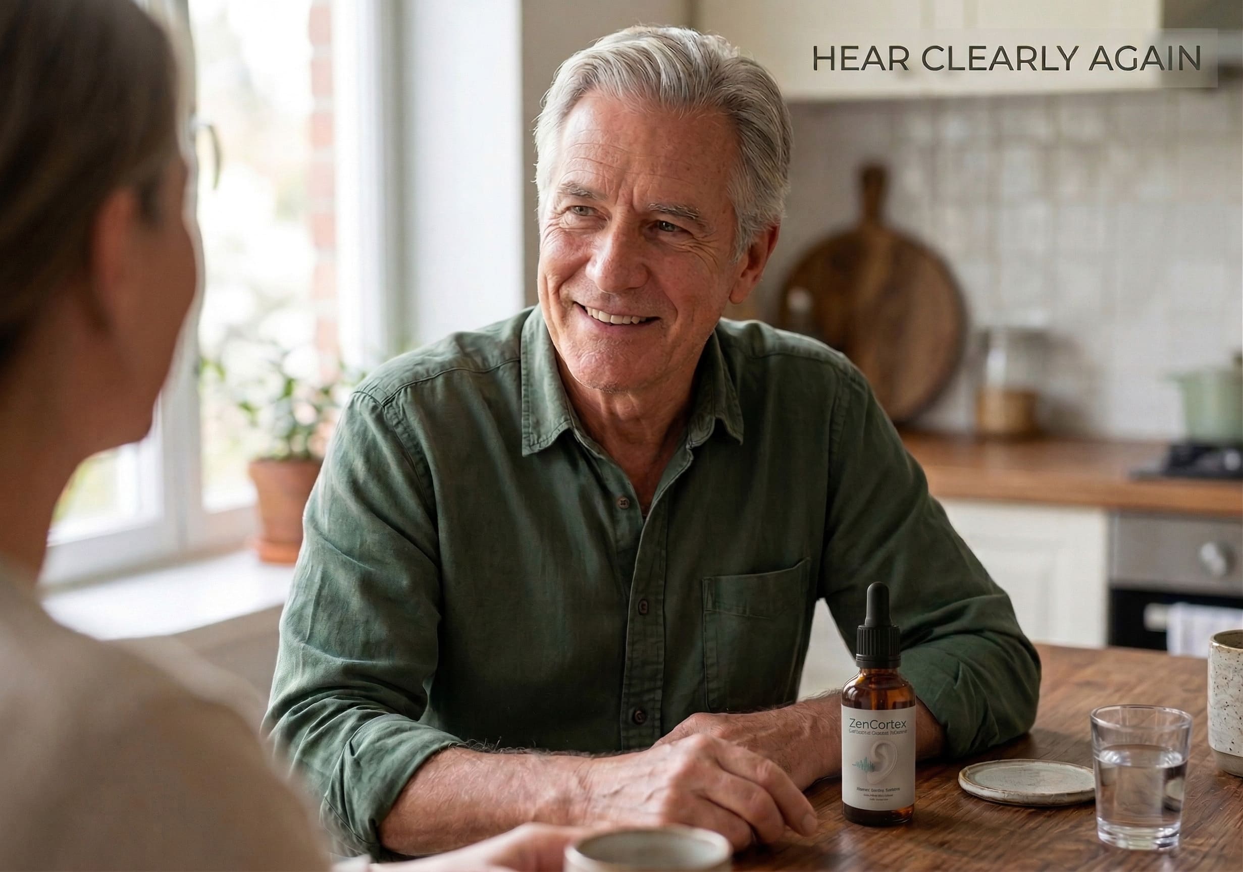 Active senior smiling while holding ZenCortex bottle